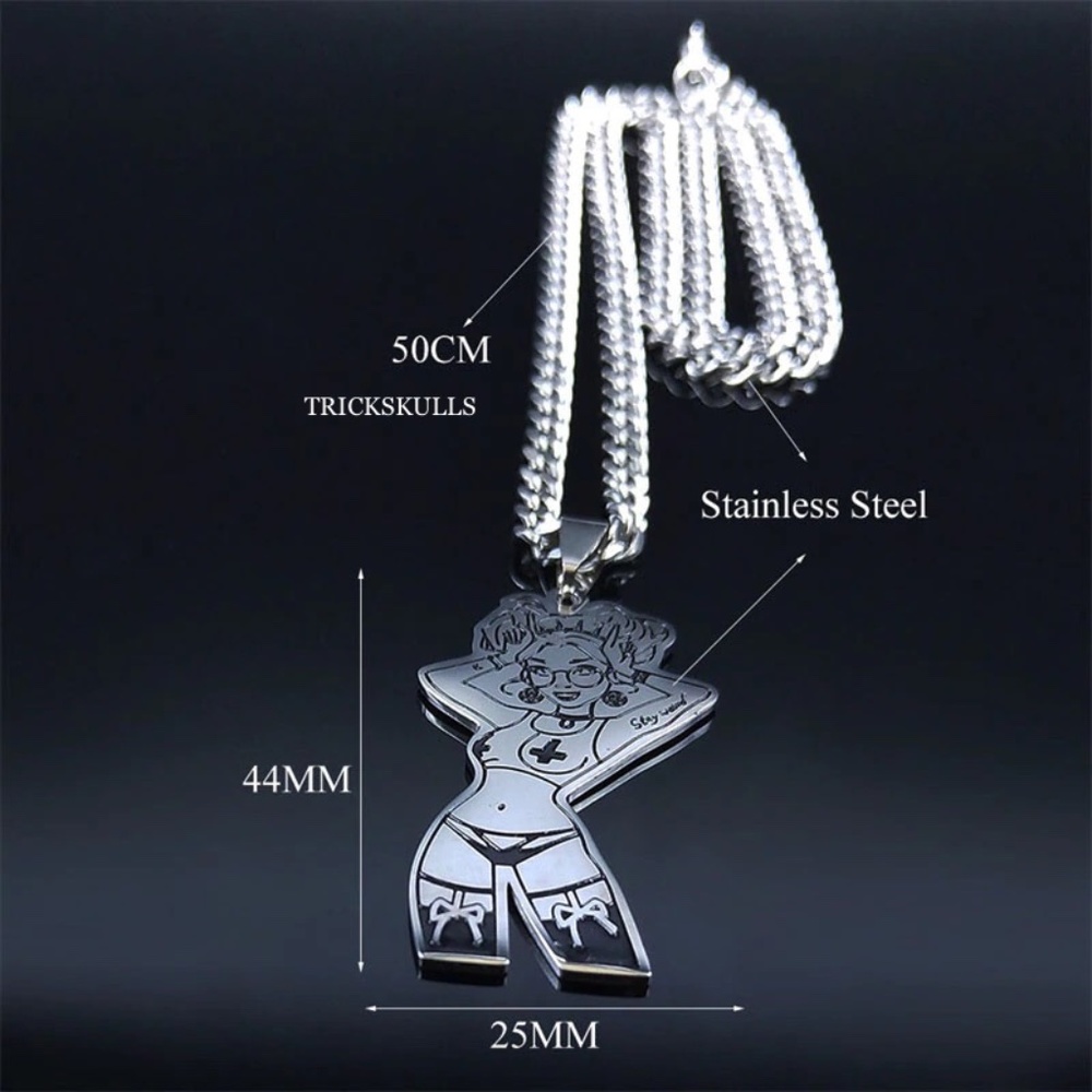 Witch Goddess Modern Punk Gothic Wiccan Stainless Streetwear 50cm Cuban Chain - Picture 4 of 6